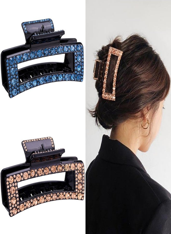Sinide Rhinestone Hair Claw Clips, 2 Pack Exquisite Crystal Jaw Clips Nonslip Hair Clips for Thick Long Hair, Fashion Hair Clamp Accessories for Women Ladies Strong Hold Hair Barrette for Hair Styling - Image 1